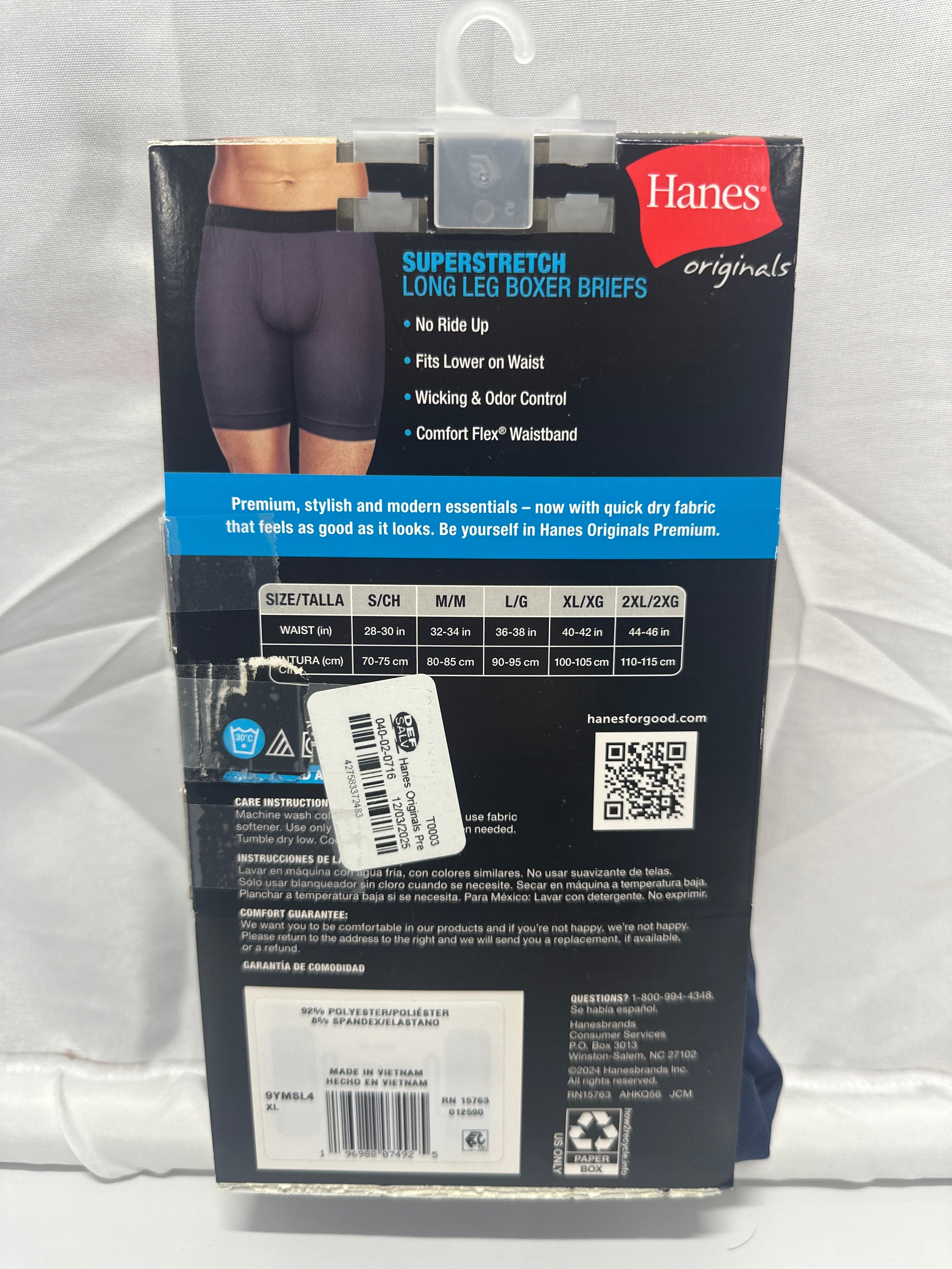 Hanes Originals Premium Superstretch Long Leg Boxer Briefs (4-Pack)