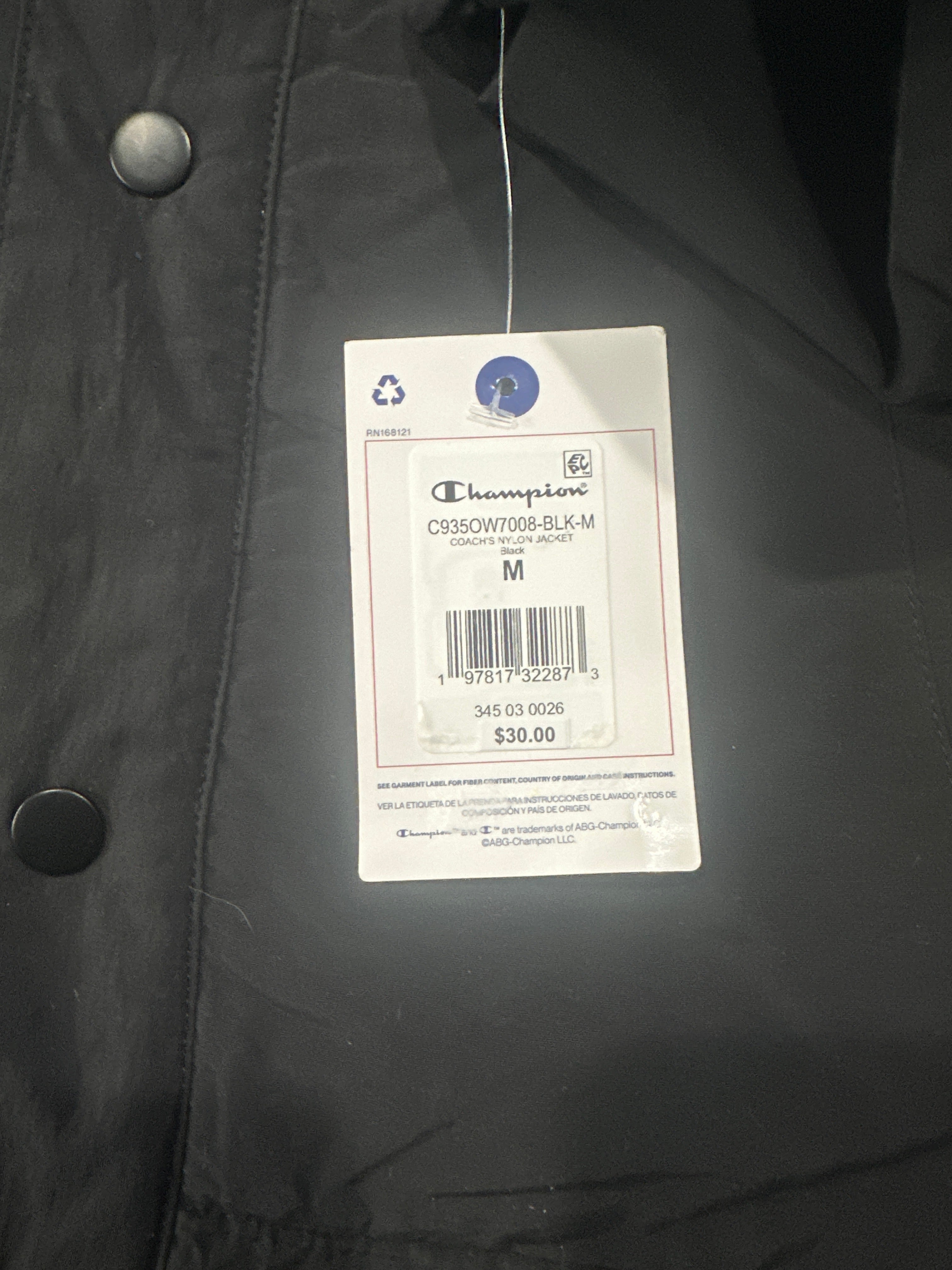 Champion Boys Snap Button Coach Jacket – Black
