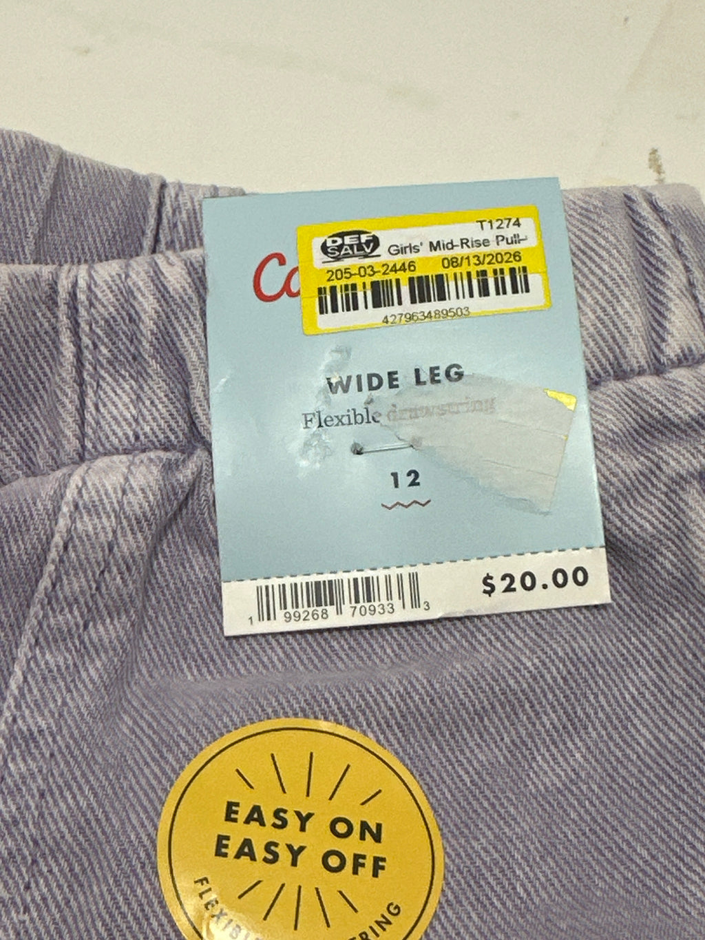 Cat & Jack Purple Wide Leg Pull On Pants Girls Size 12