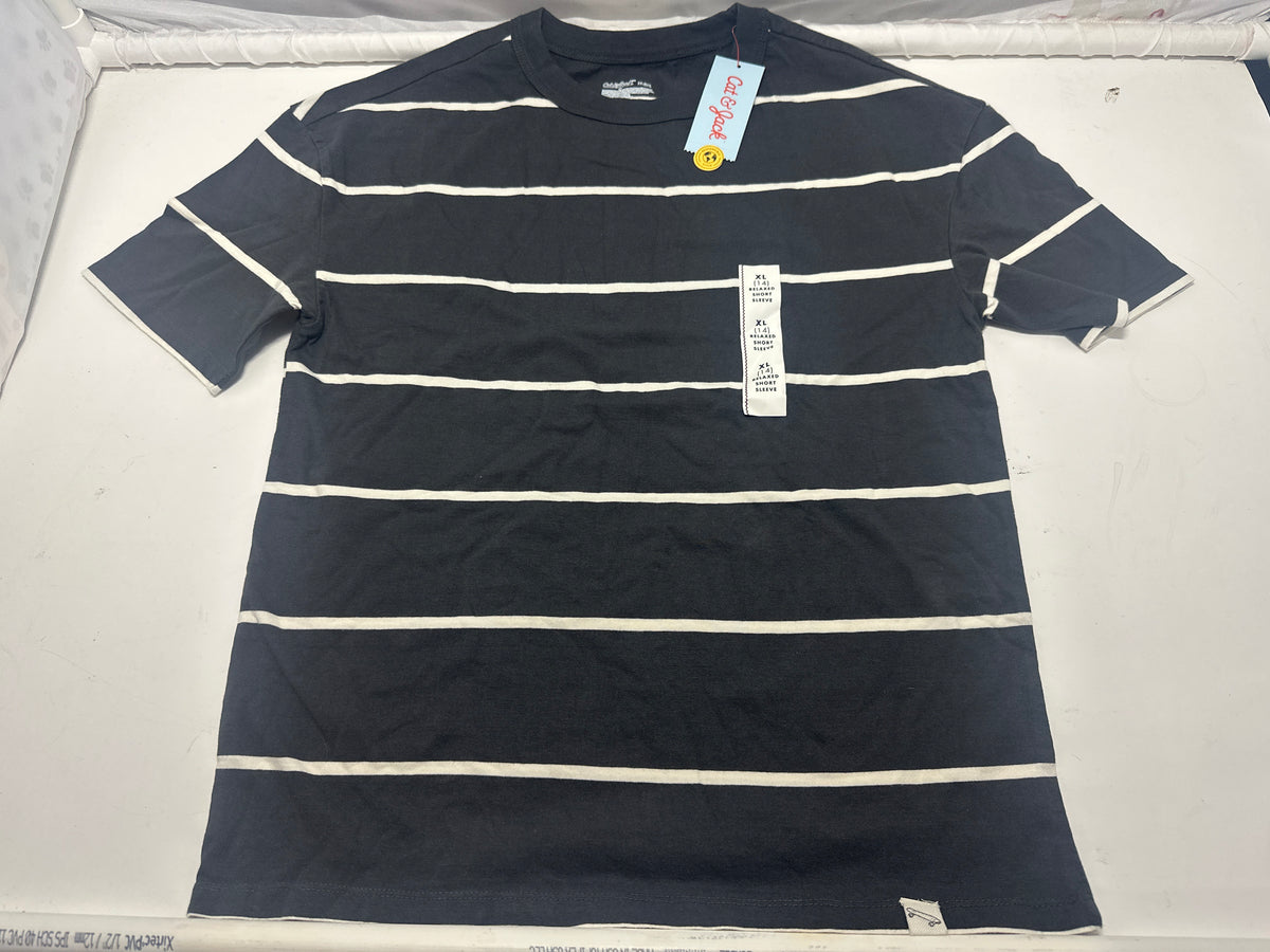 Cat & Jack Charcoal Gray Relaxed Striped T Shirt Size XL (14) - photo 1