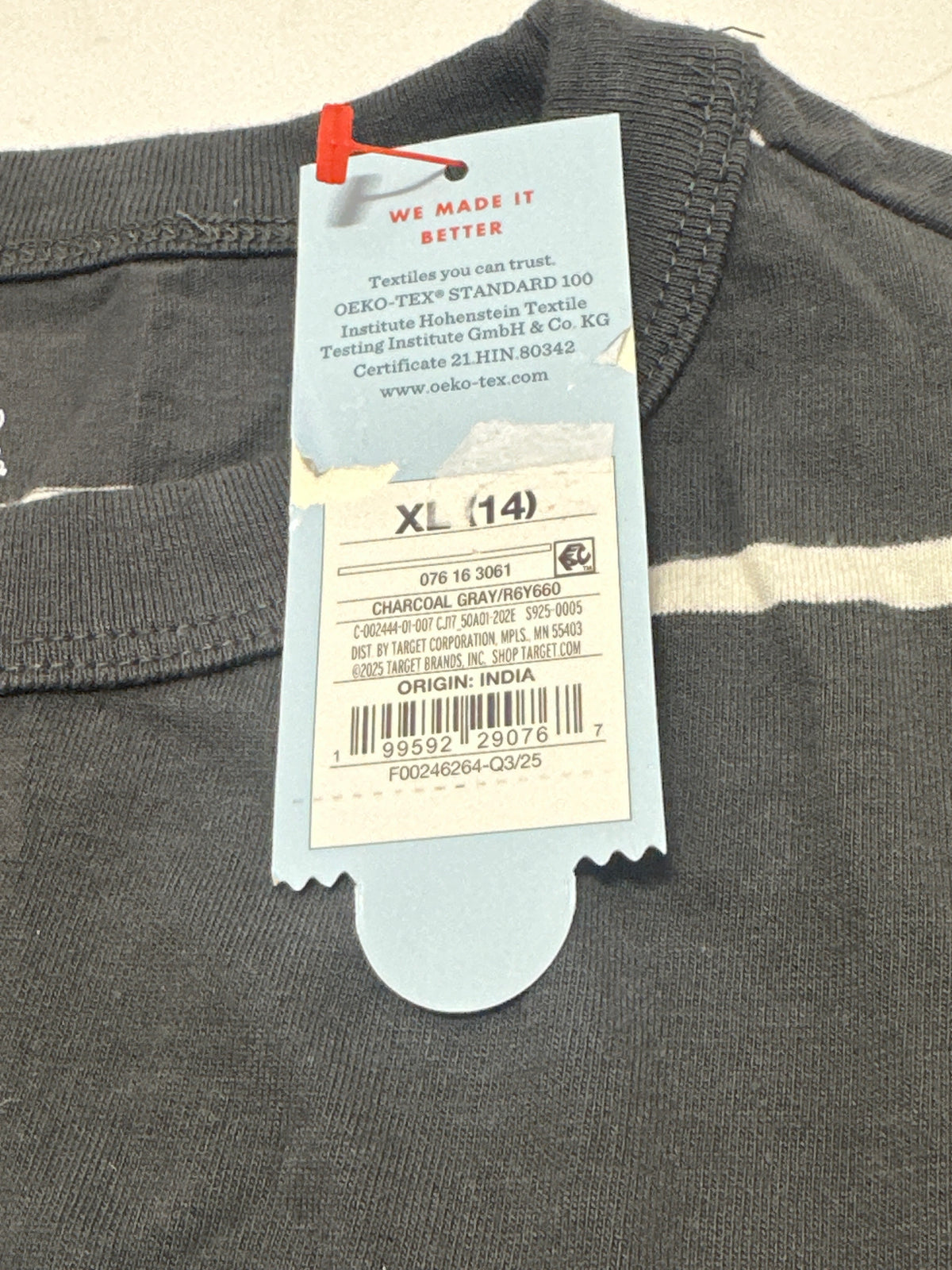 Cat & Jack Charcoal Gray Relaxed Striped T Shirt Size XL (14) - photo 6
