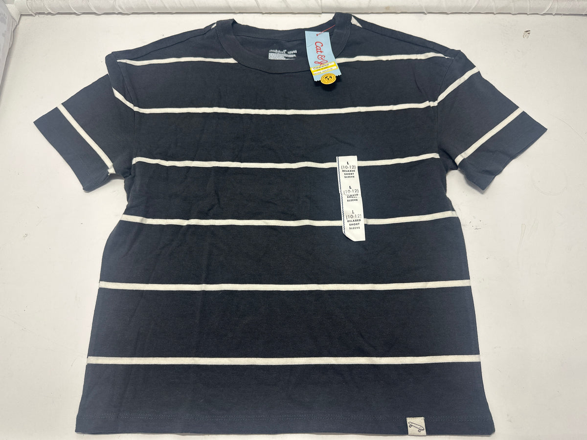 Cat & Jack Charcoal Gray Relaxed Striped T Shirt Size L (10-12) - photo 1