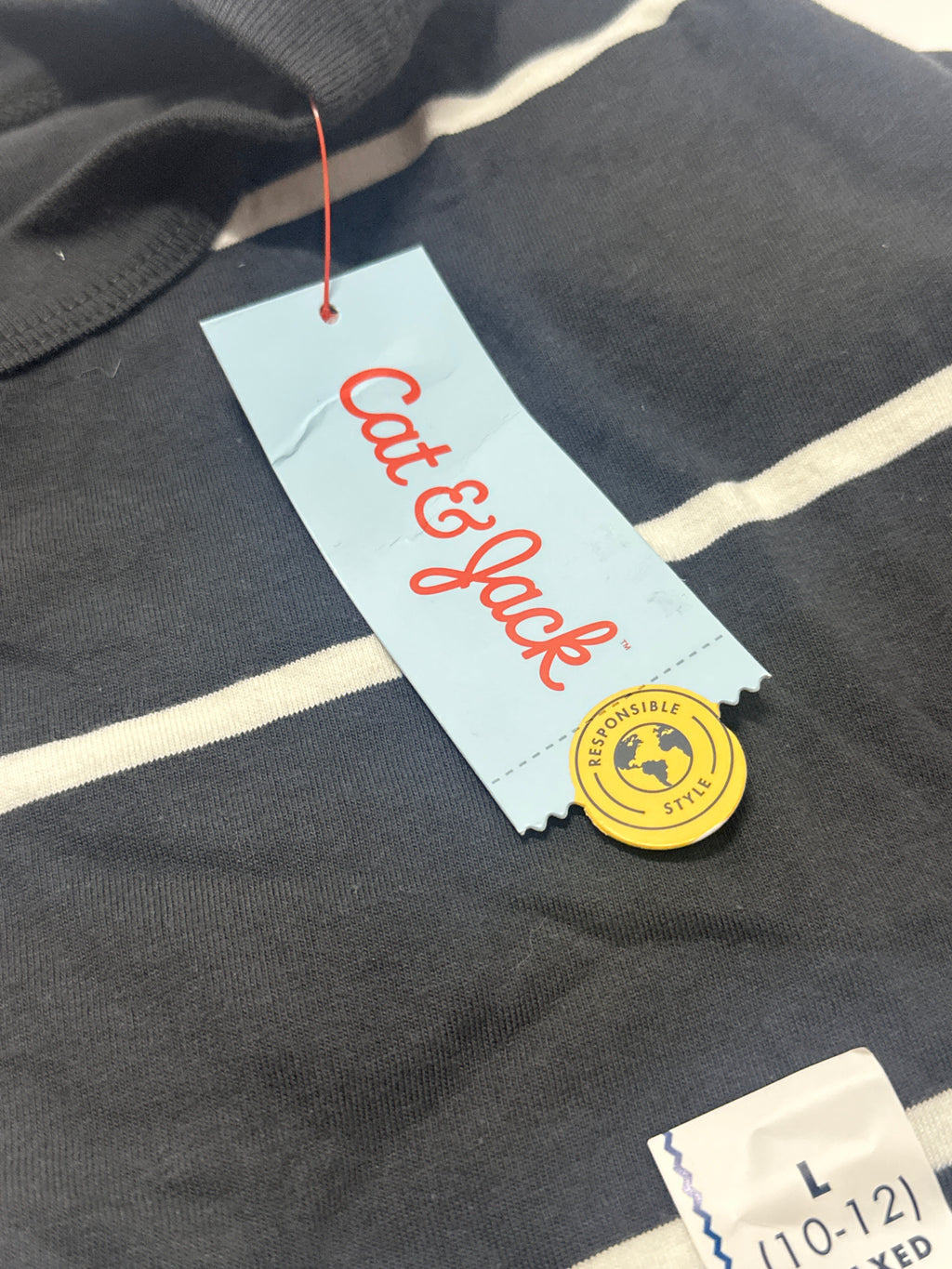 Cat & Jack Charcoal Gray Relaxed Striped T Shirt Size L (10-12) - photo 5