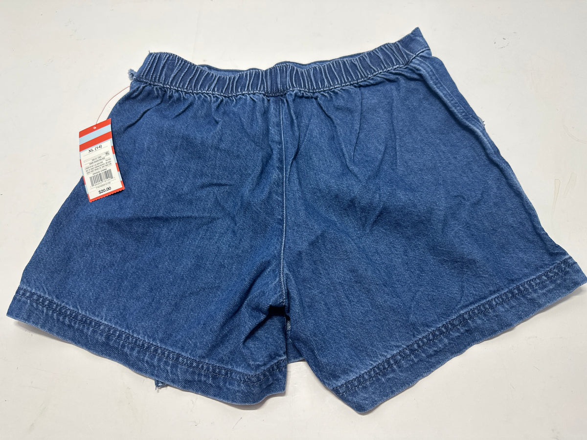 Cat & Jack Dark Wash Pull On Denim Shorts Girls Size XL 14