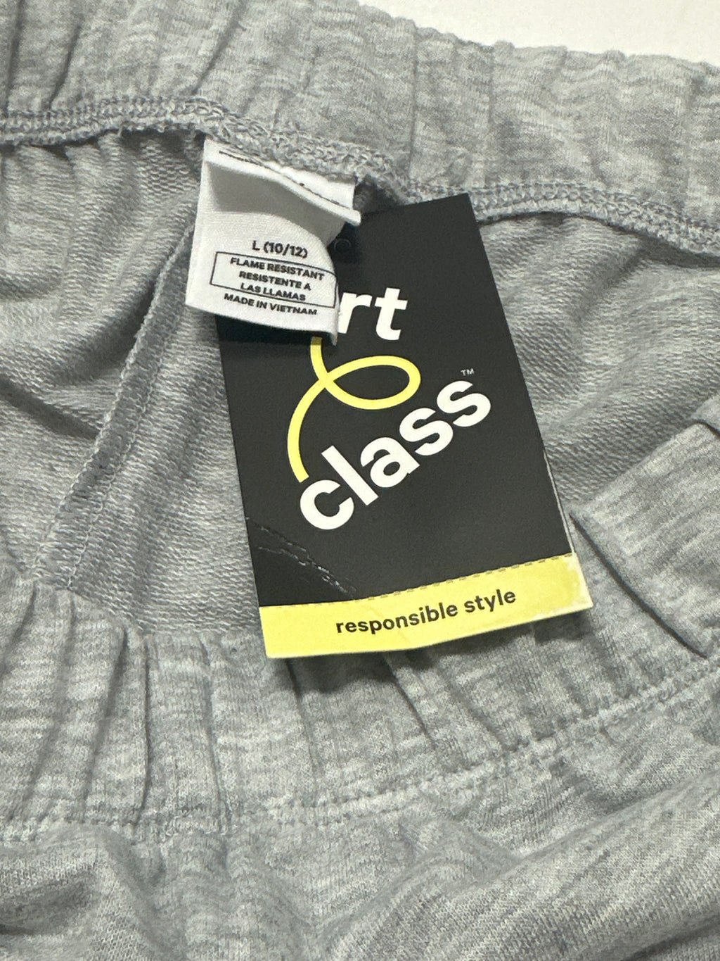 Art Class girls gray French terry pajama shorts with navy side stripes, size L 10/12