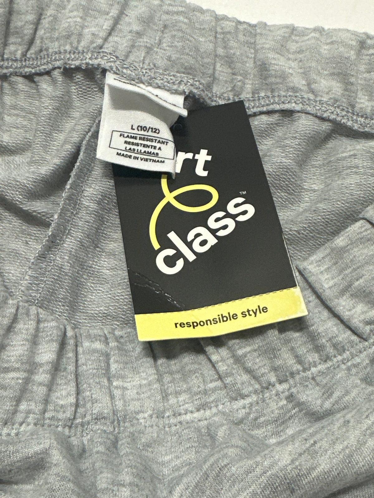 Art Class girls gray French terry pajama shorts with navy side stripes, size L 10/12