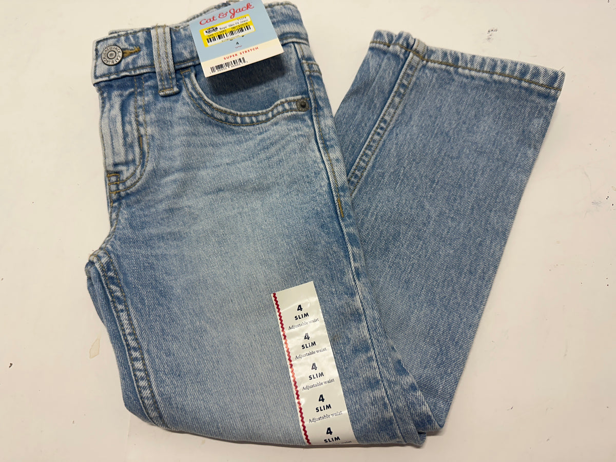 Cat & Jack boys slim-fit super-stretch jeans size 4 light wash