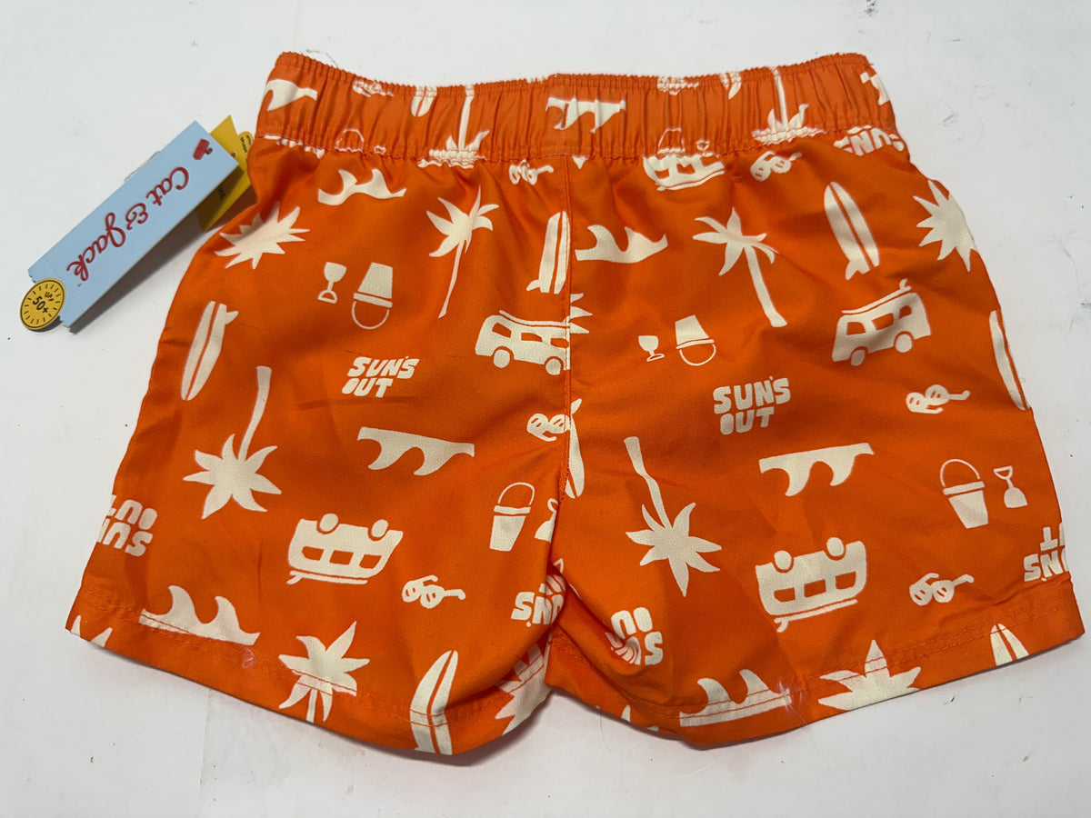 Cat & Jack Orange Suns Out Swim Trunks Size 2T