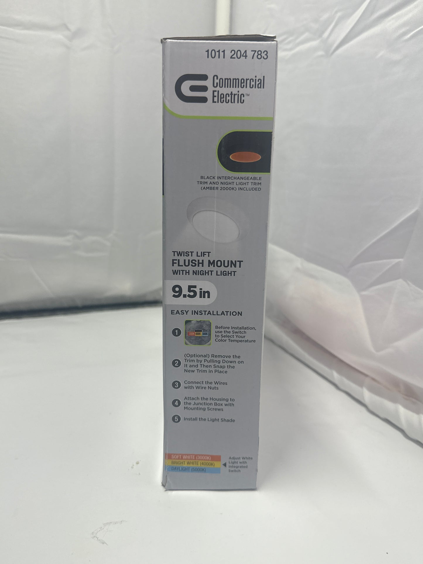 Commercial Electric 9.5in Twist Lift Flush Mount LED Ceiling Light with Night Light