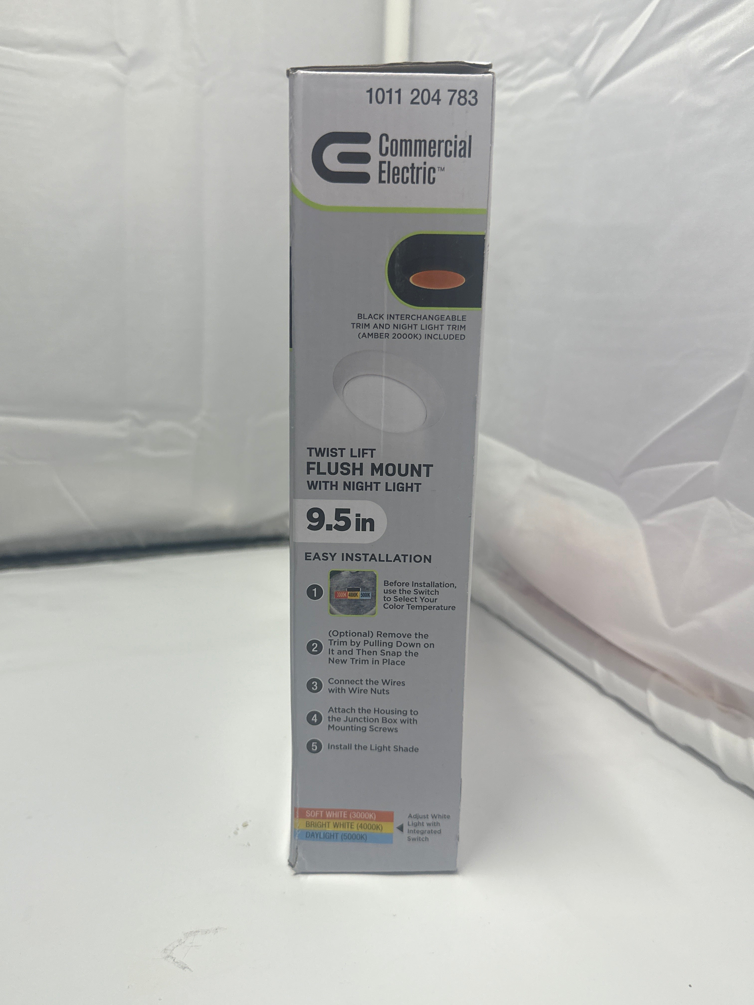 Commercial Electric 9.5in Twist Lift Flush Mount LED Ceiling Light with Night Light