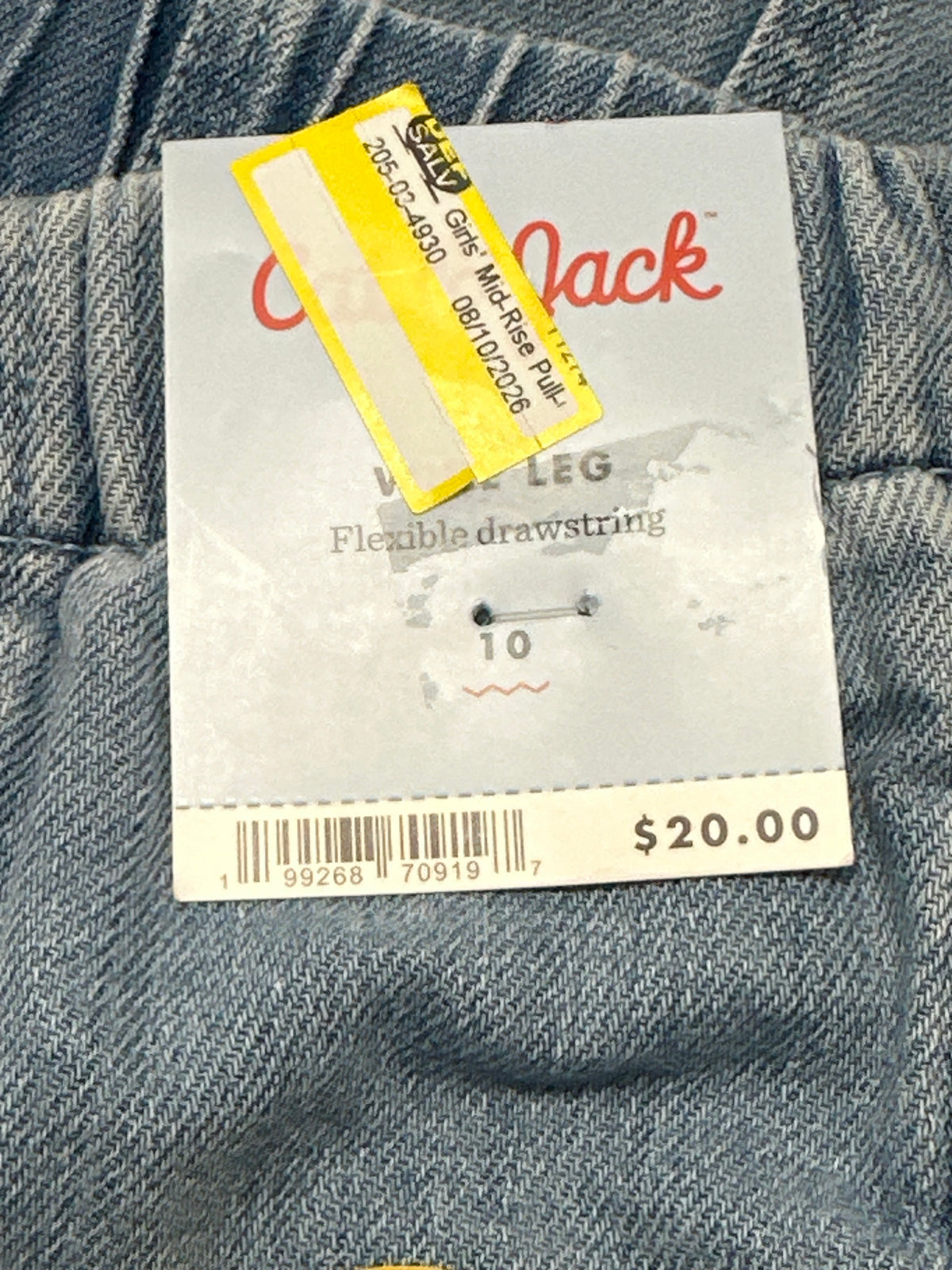 Cat & Jack Girls Light Wash Pull On Wide Leg Jeans Size 10