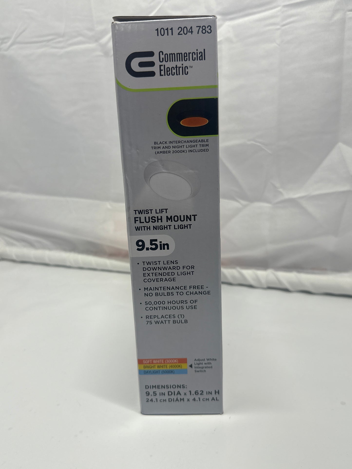 Commercial Electric 9.5in Twist Lift Flush Mount LED Ceiling Light with Night Light