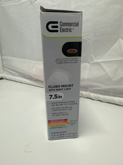 Commercial Electric 7.5 Twist Lift Flush Mount LED Ceiling Light with Night Light