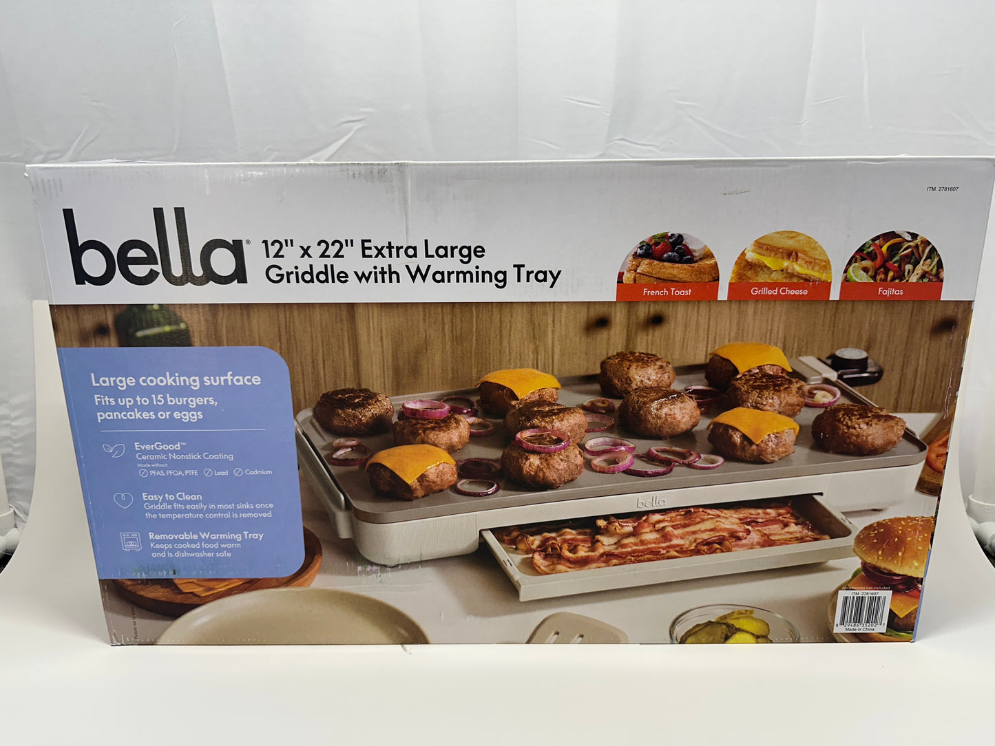 Bella Extra-Large Griddle with Warming Tray 12 x 22