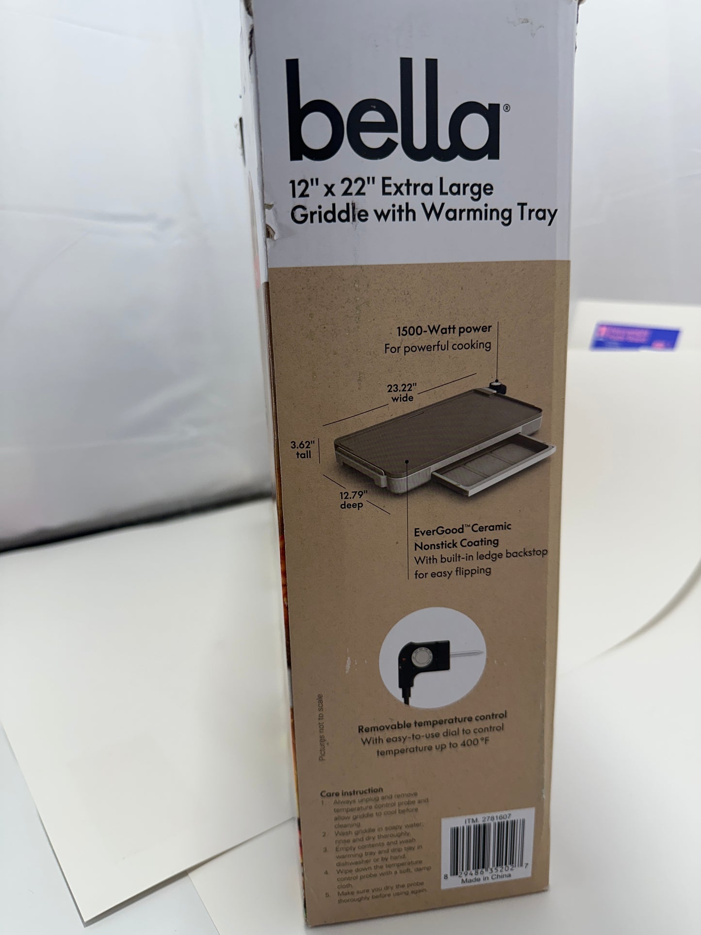 Bella Extra-Large Griddle with Warming Tray 12 x 22