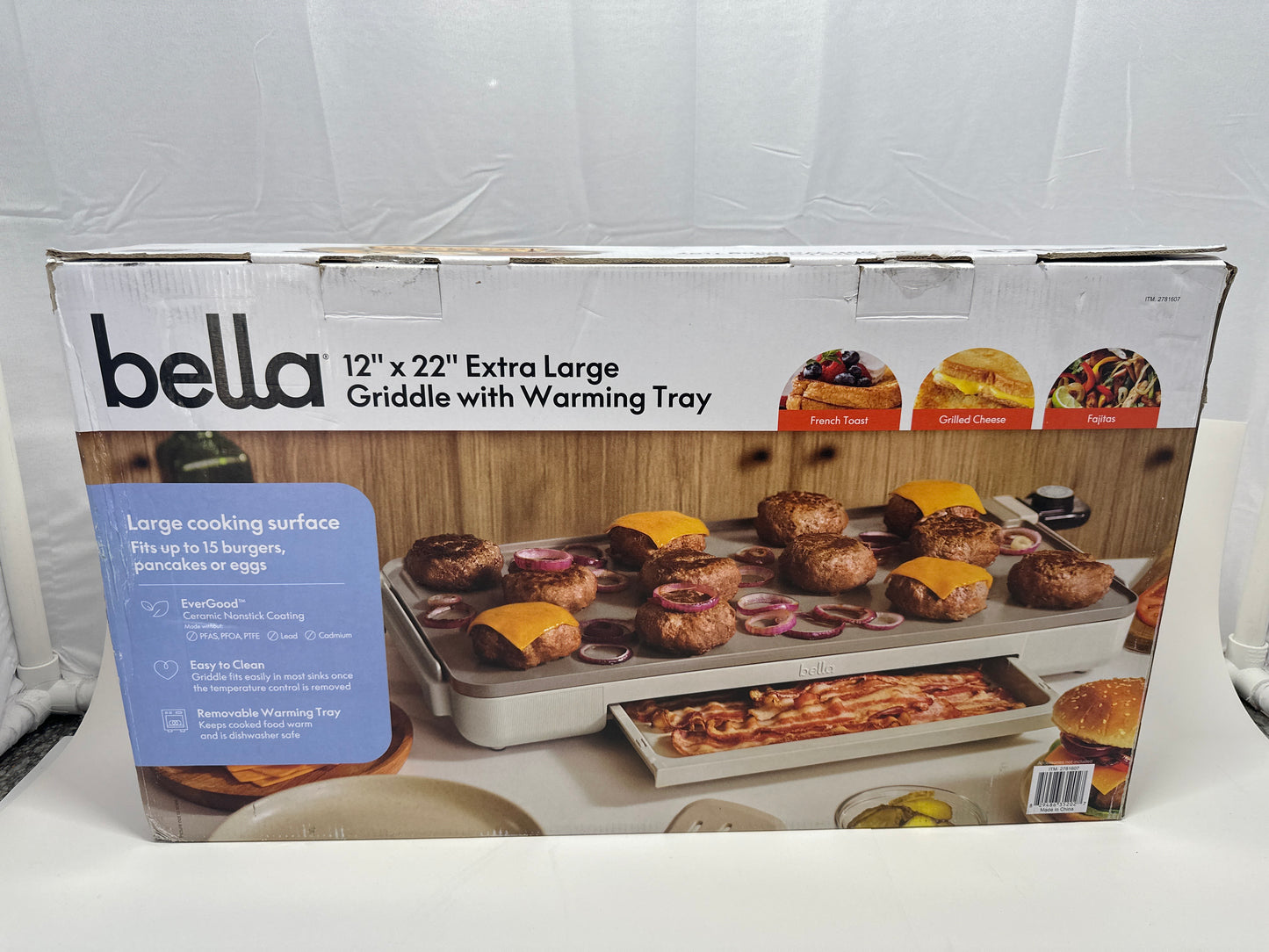 Bella Extra-Large Griddle with Warming Tray 12 x 22