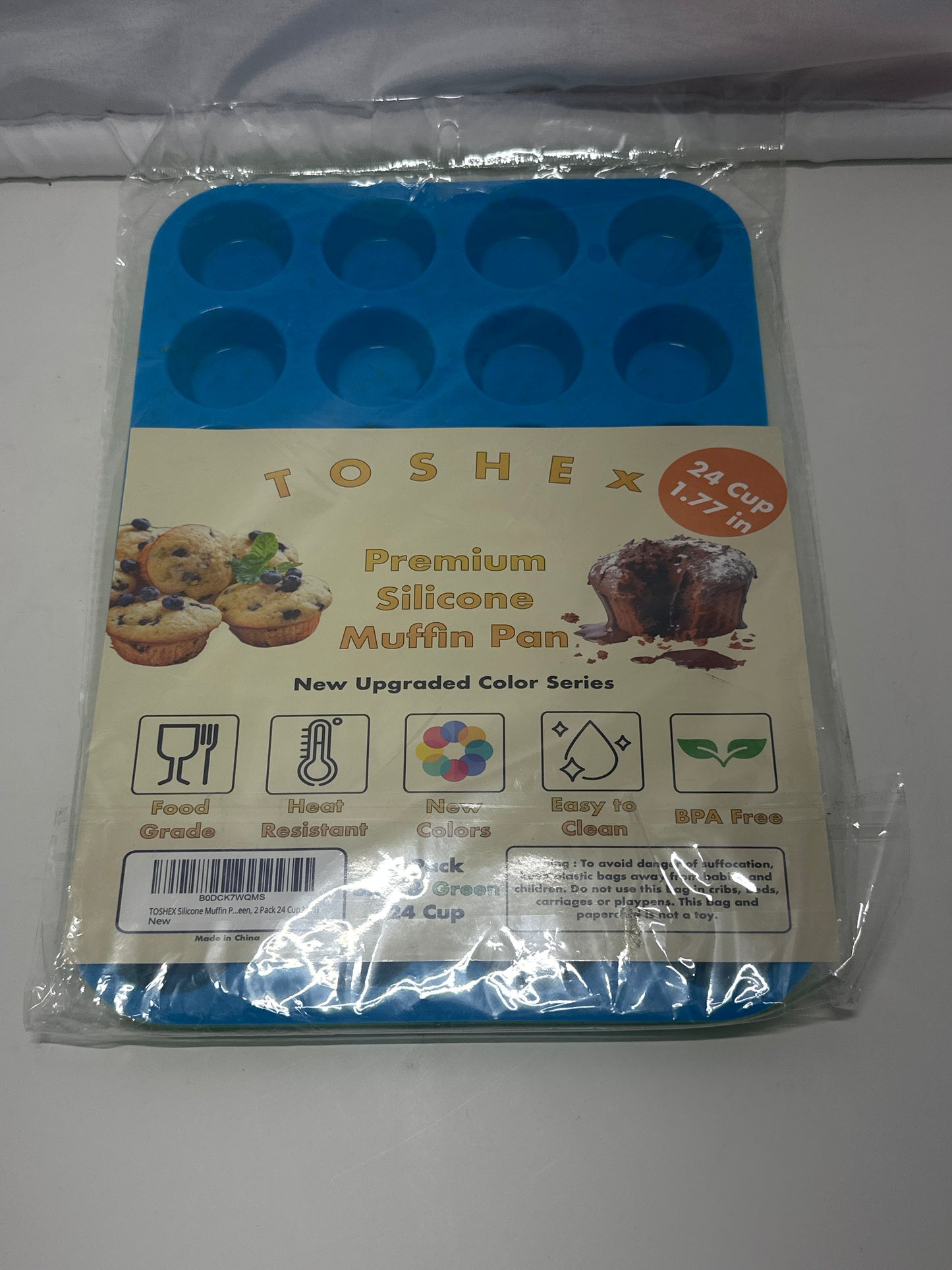 TOSHEX Premium Silicone Muffin Pan – 24-Cup Nonstick Baking Mold