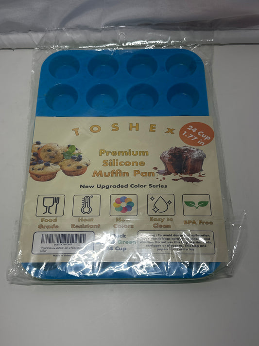 TOSHEX Premium Silicone Muffin Pan – 24-Cup Nonstick Baking Mold