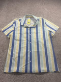 All in Motion Blue Mint Yellow Striped Seersucker Button Up Shirt Size Large