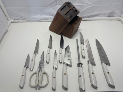 Cangshan Knife Block Set with White Handles 12 Pc