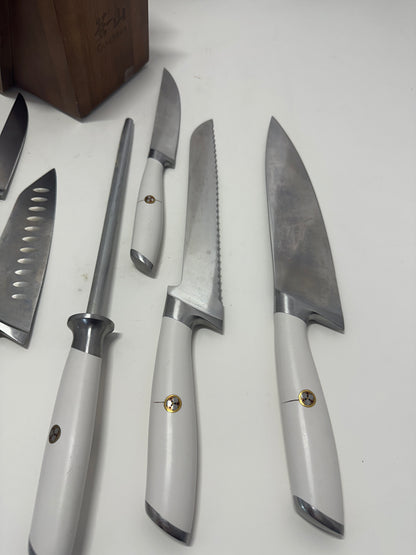 Cangshan Knife Block Set with White Handles 12 Pc