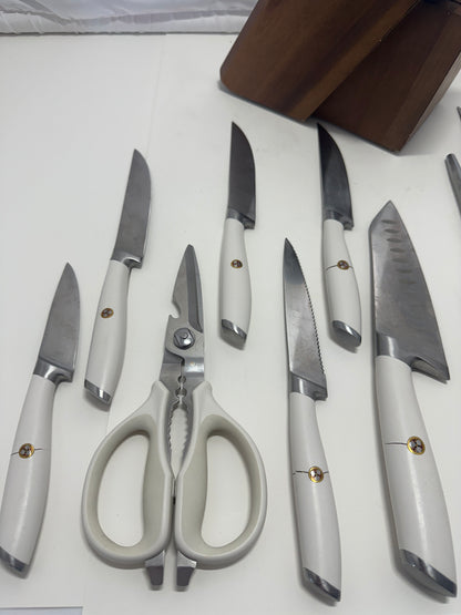 Cangshan Knife Block Set with White Handles 12 Pc