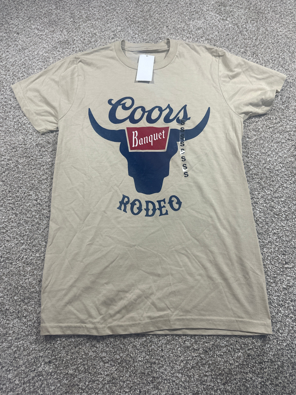 Coors Banquet Rodeo Beige Graphic T Shirt Size Small