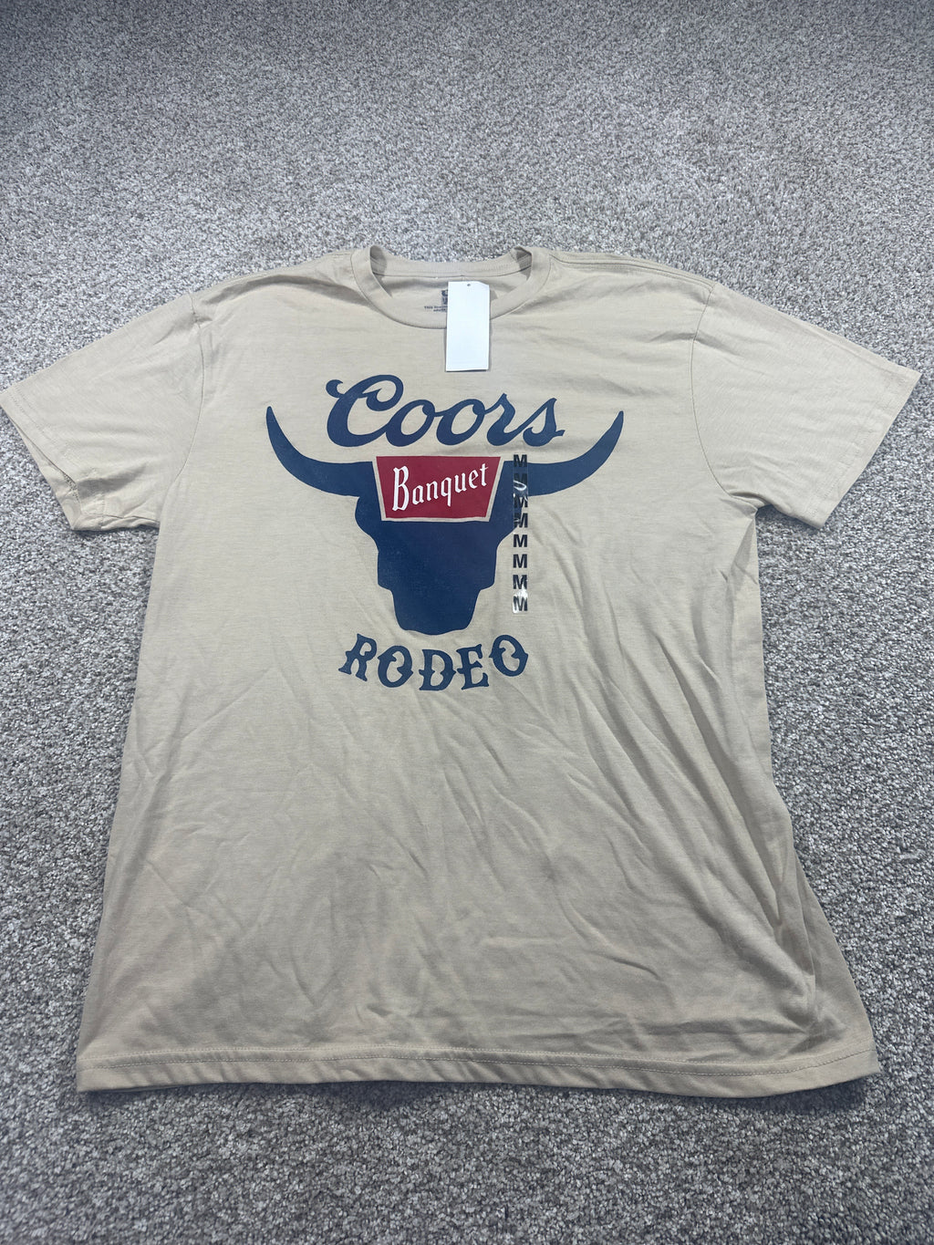 Coors Banquet Rodeo Beige Graphic T Shirt Size Medium