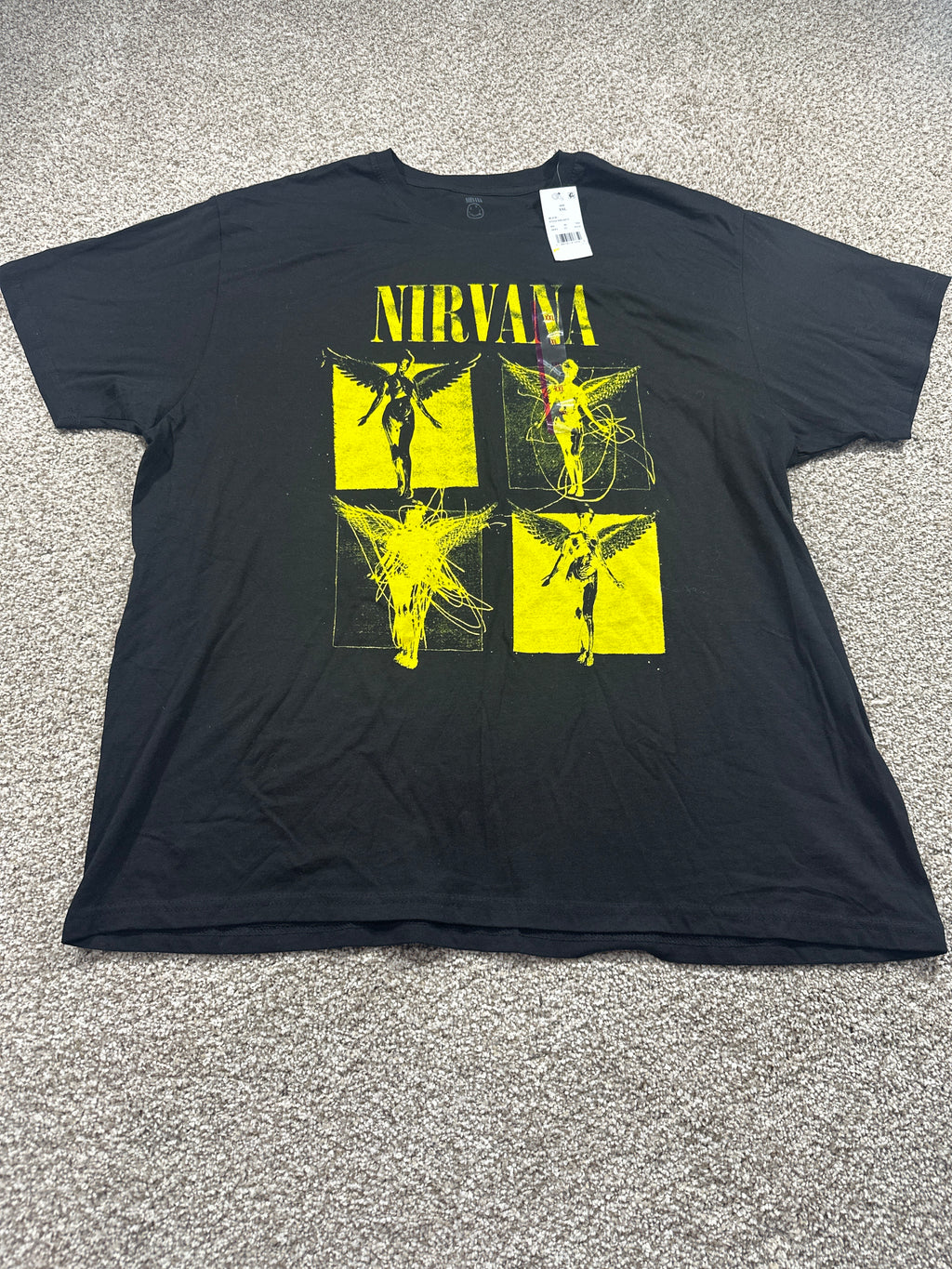 Nirvana Black Yellow Graphic T Shirt Size XXL