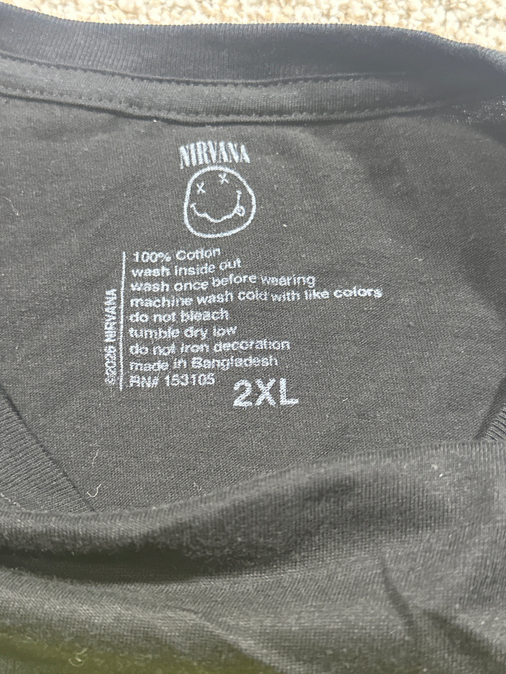 Nirvana Black Yellow Graphic T Shirt Size XXL