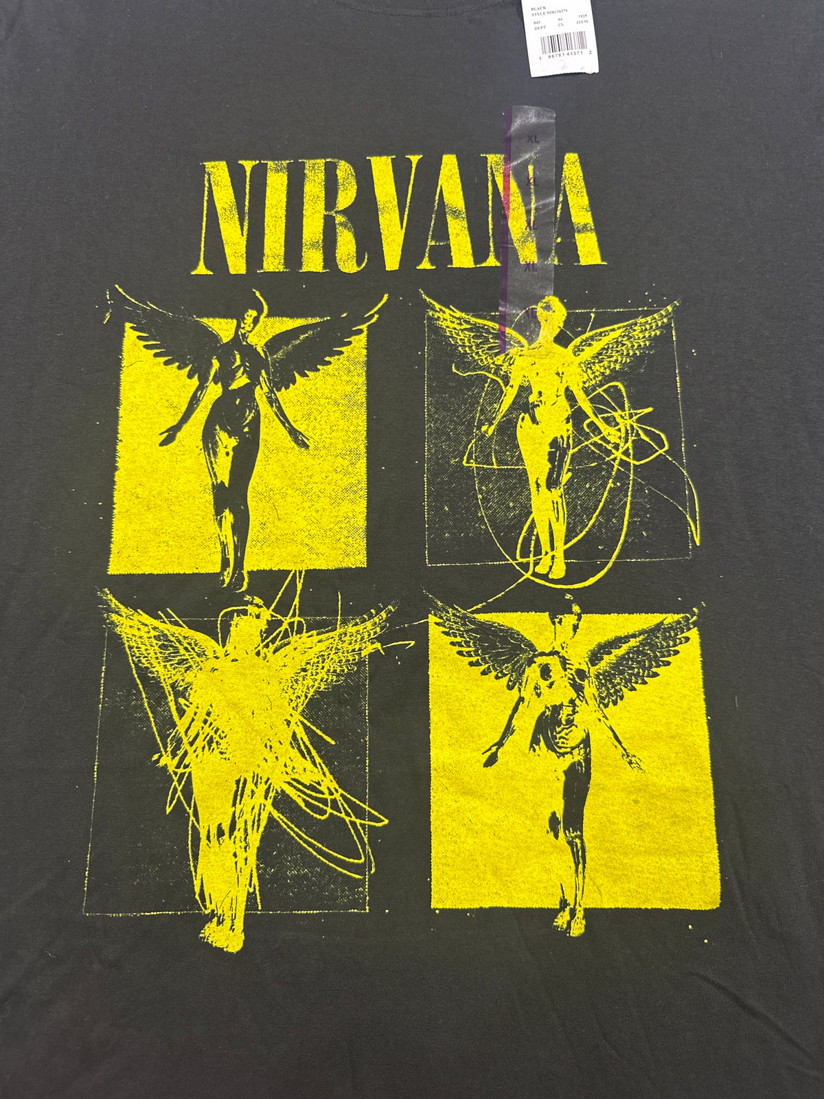Nirvana Black Yellow Graphic T Shirt Size XL