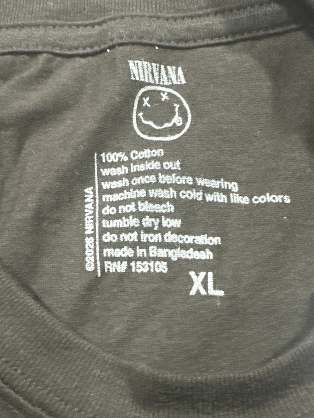 Nirvana Black Yellow Graphic T Shirt Size XL
