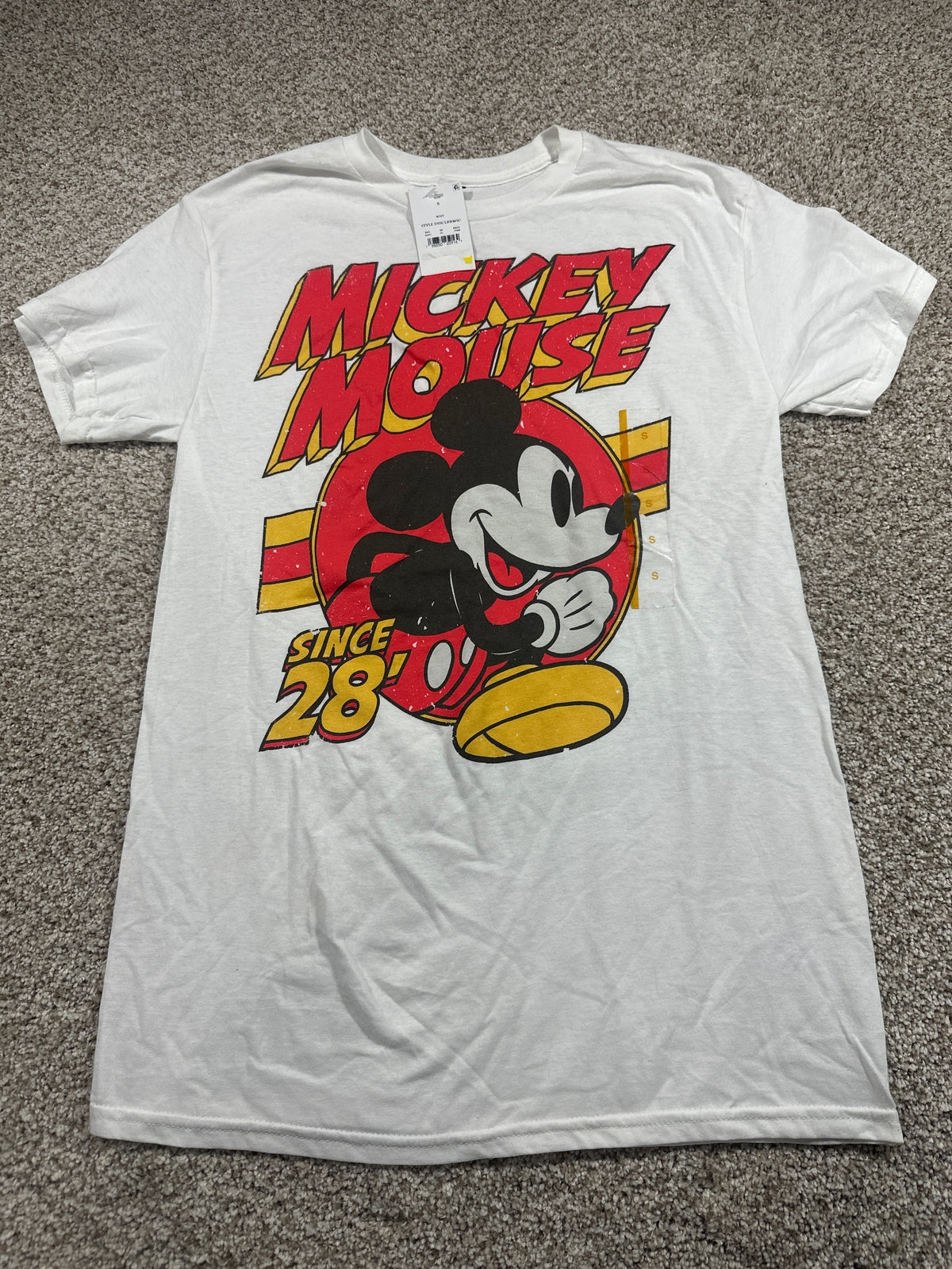 Disney Mickey Mouse White Graphic T Shirt Size S