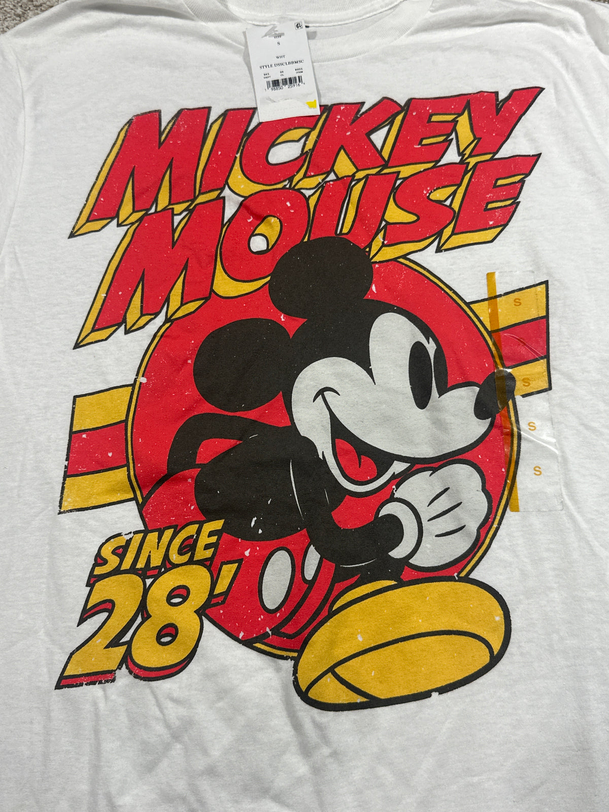 Disney Mickey Mouse White Graphic T Shirt Size S