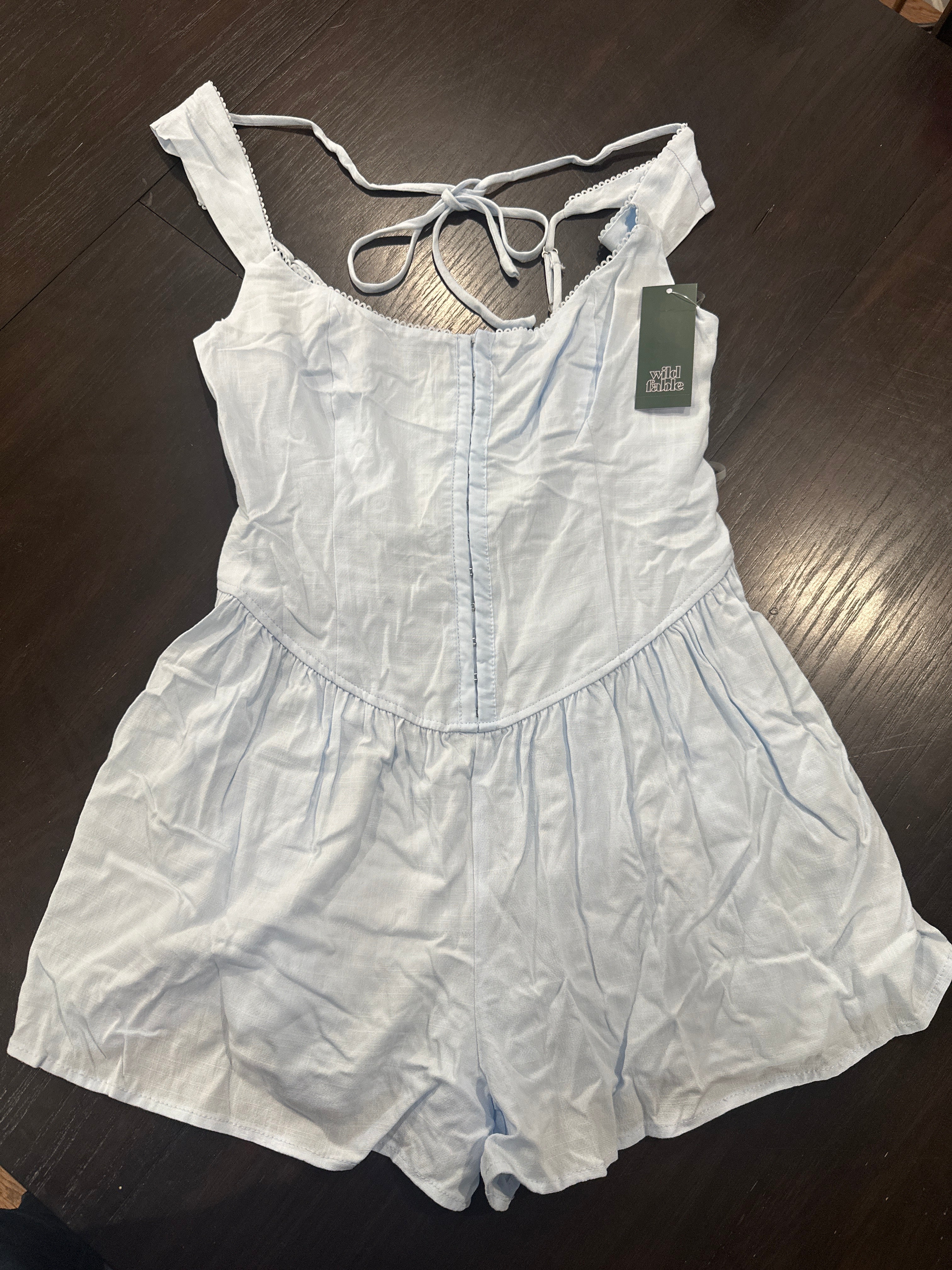 Women’s Hook and Eye Romper Light Blue