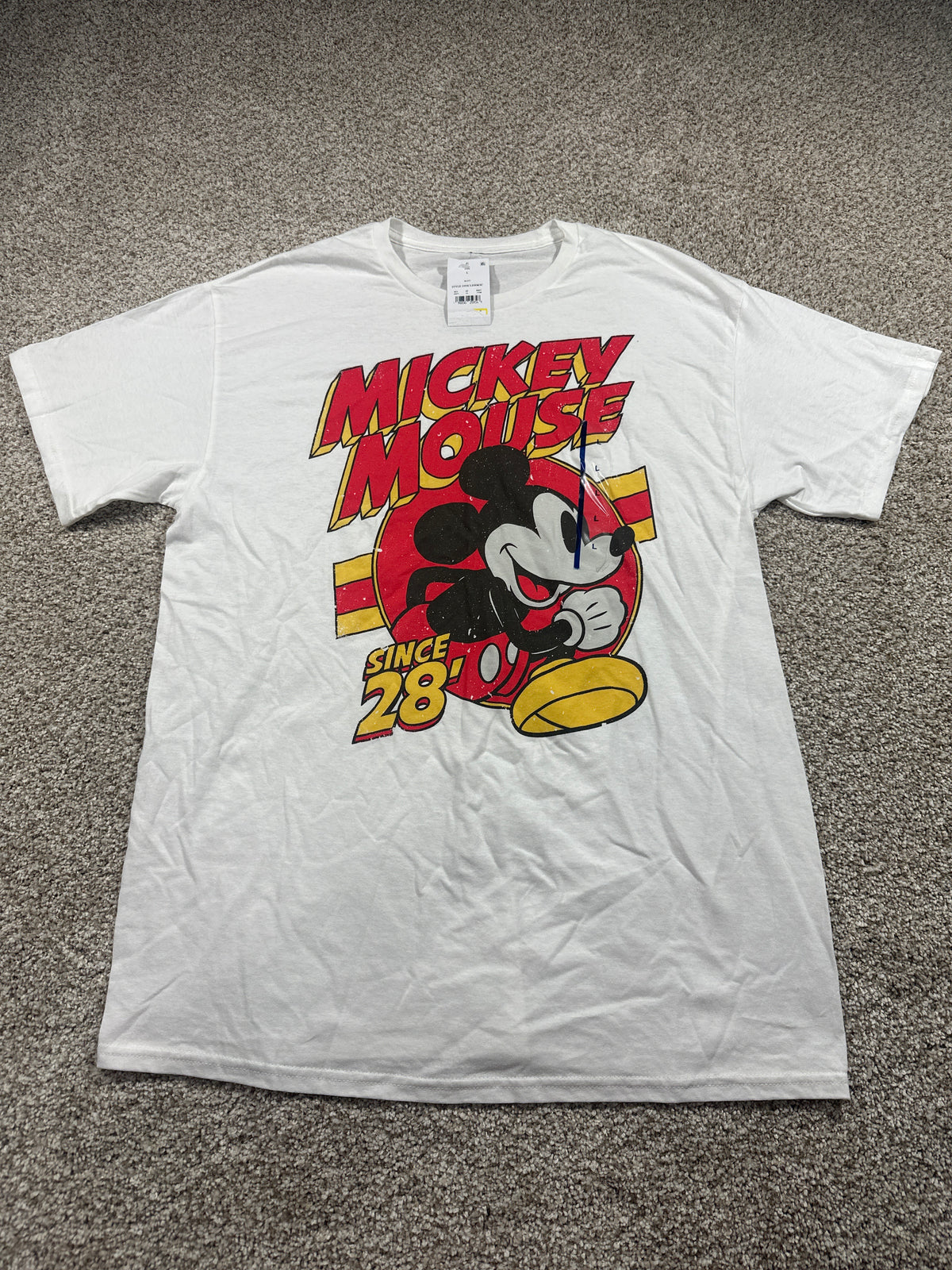 Disney Mickey Mouse White Graphic T Shirt Size L