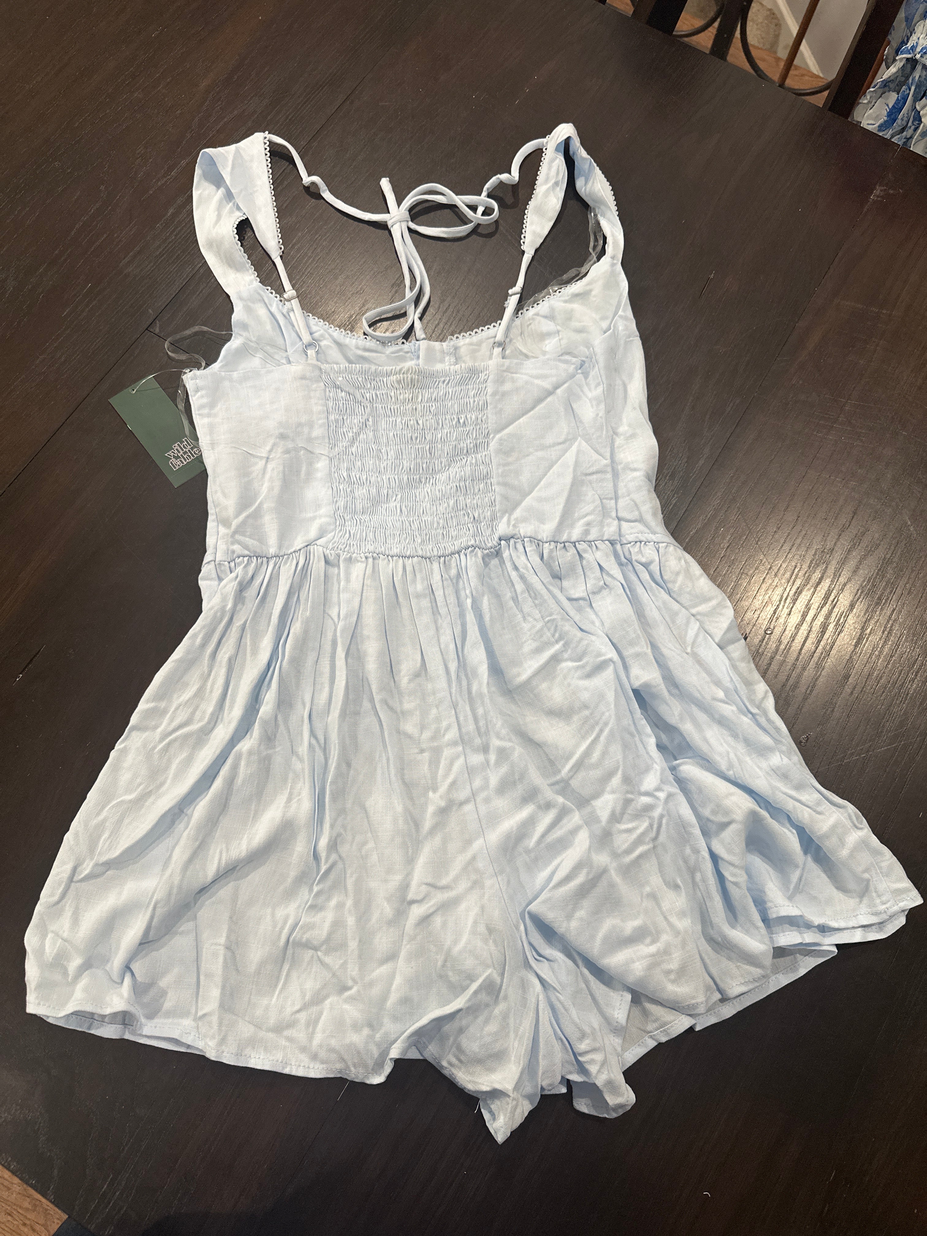 Women’s Hook and Eye Romper Light Blue
