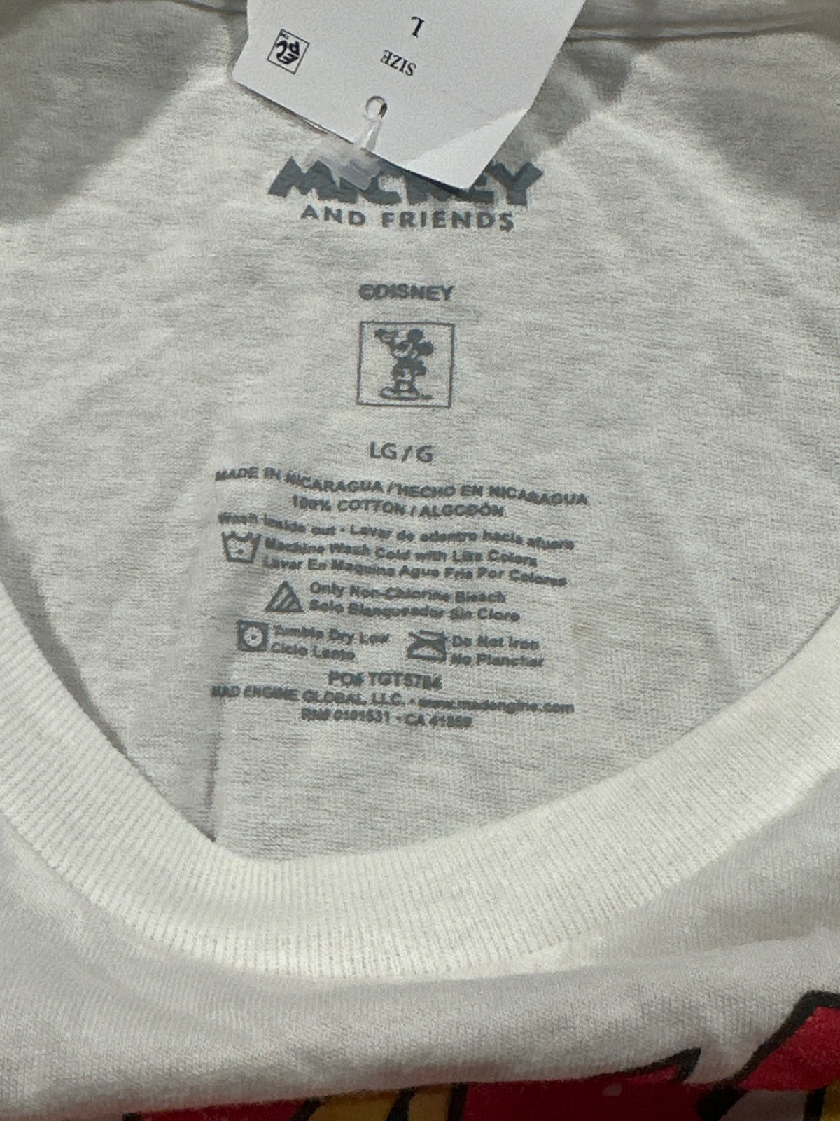 Disney Mickey Mouse White Graphic T Shirt Size L