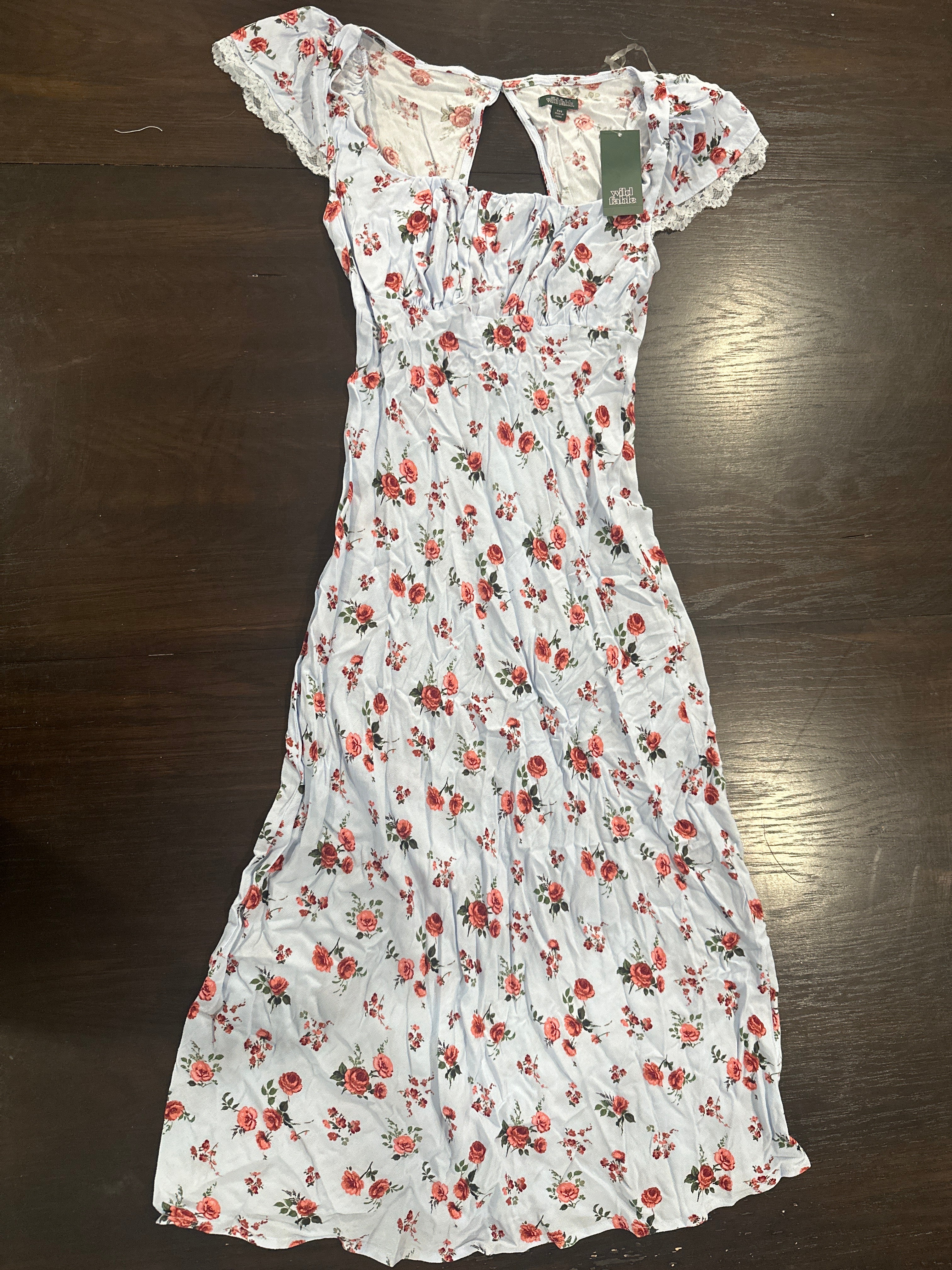 Women’s Flutter Cap Sleeve Maxi A-Line Dress
