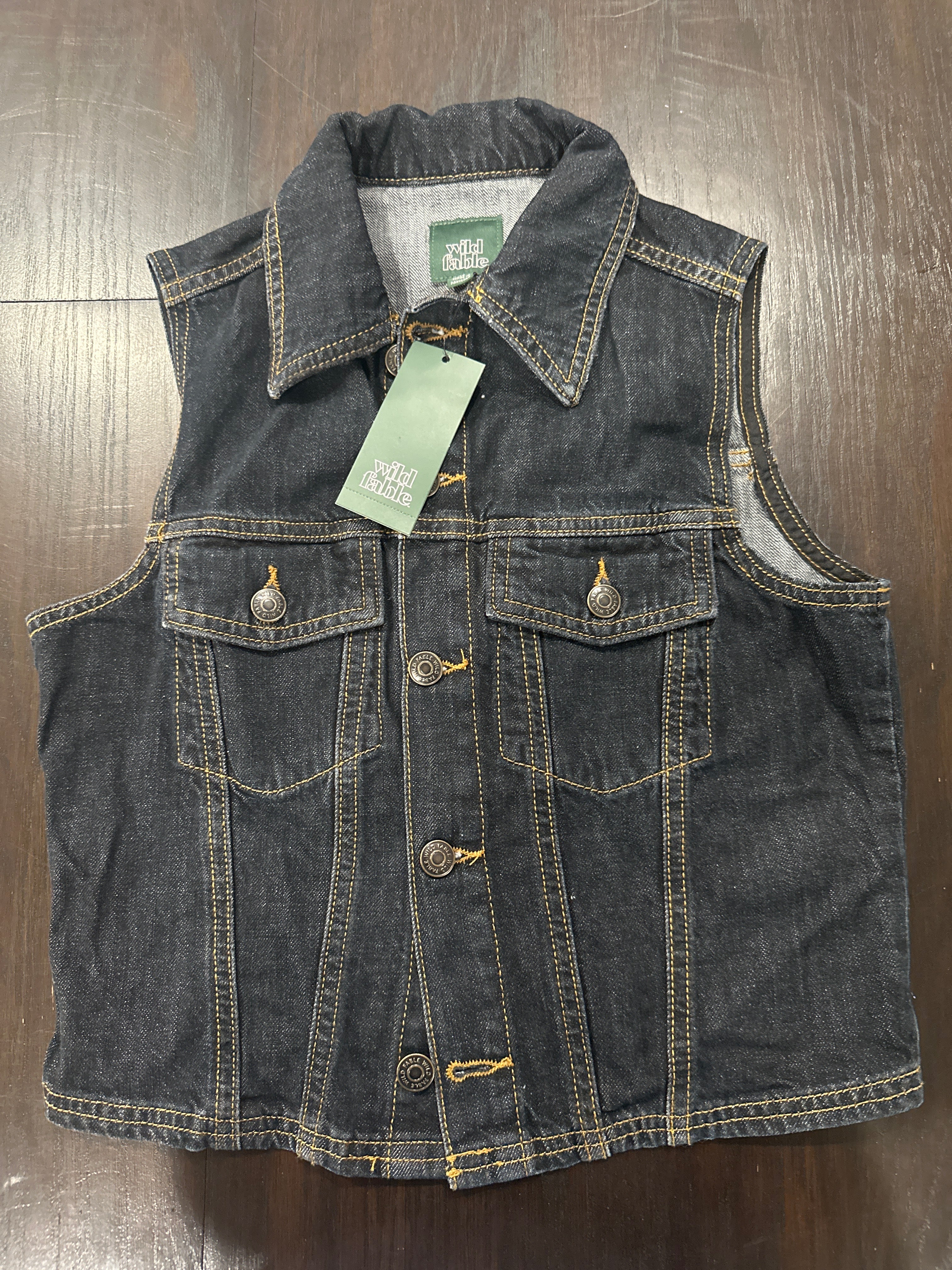 Women's Sleeveless Dark Wash Denim Vest