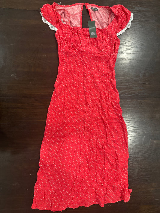 Women's Red Polka Dot Flutter Sleeve Maxi Dress