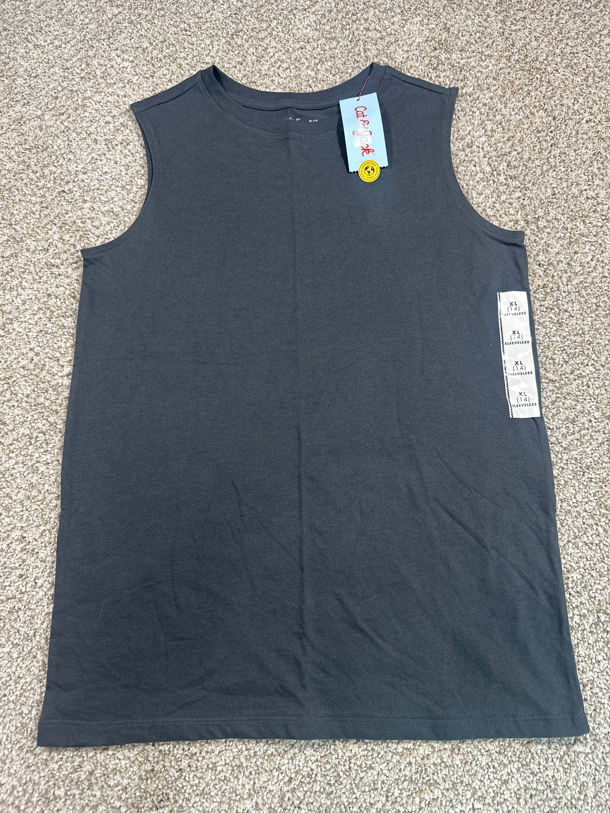 Cat & Jack Girls Charcoal Sleeveless Tank Top Size XL (14)