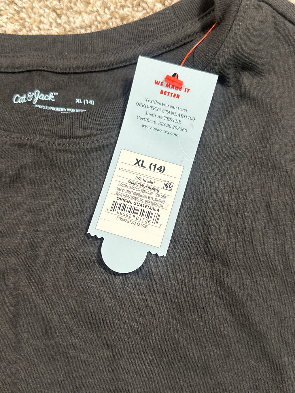Cat & Jack Girls Charcoal Sleeveless Tank Top Size XL (14)