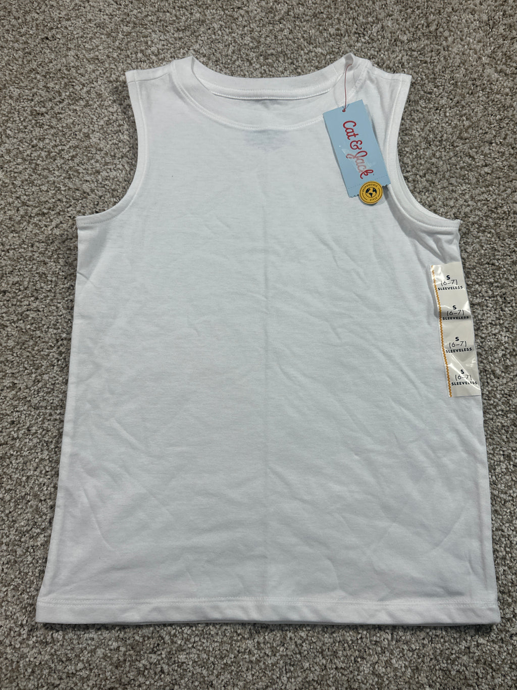 Cat & Jack Girls White Sleeveless Tank Top Size S (6/7)