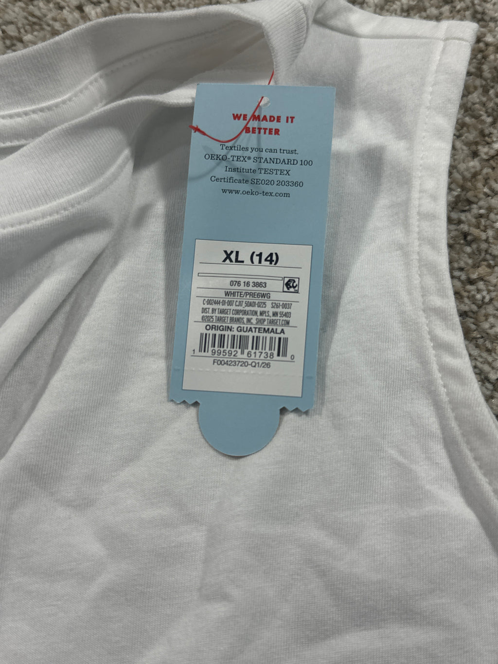 Cat & Jack Girls White Sleeveless Tank Top Size XL (14)