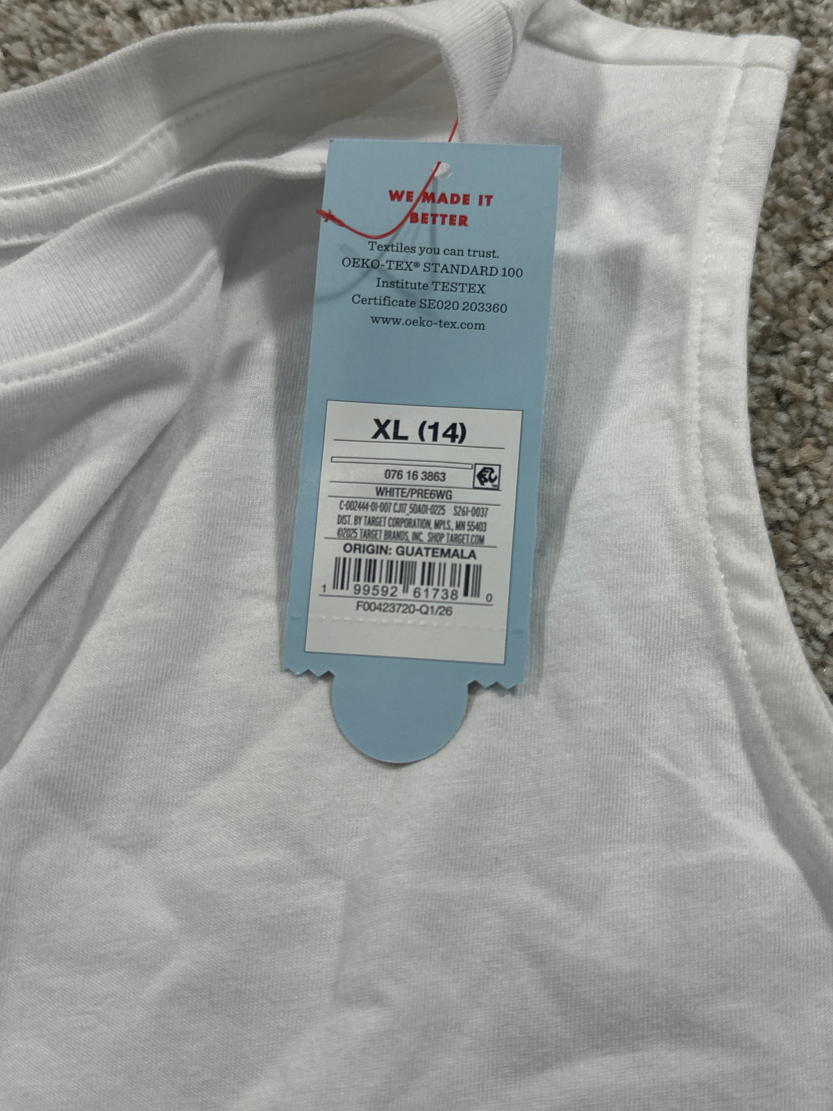 Cat & Jack Girls White Sleeveless Tank Top Size XL (14)