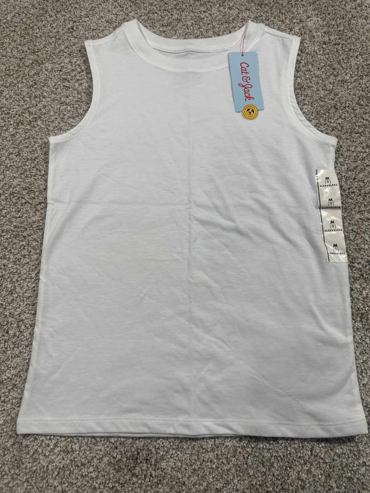 Cat & Jack Girls White Sleeveless Tank Top Size M (8)