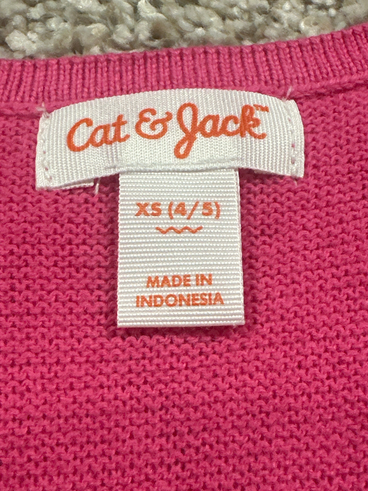 Cat & Jack girls pink pointelle sweater dress, size XS 4/5