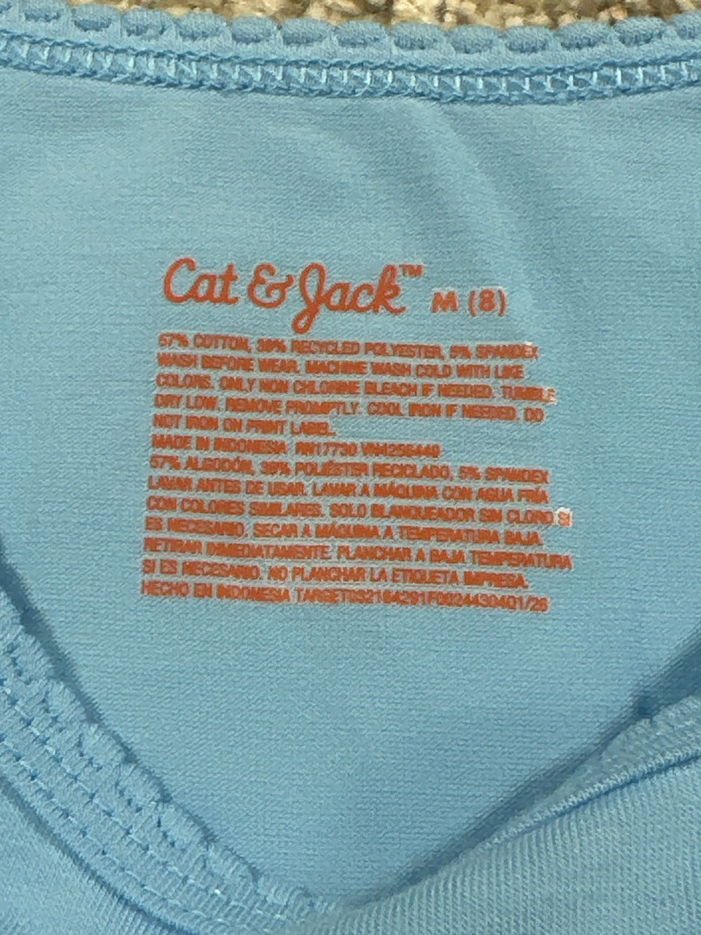 Cat & Jack girls sky blue fitted short-sleeve T-shirt, size M (8)