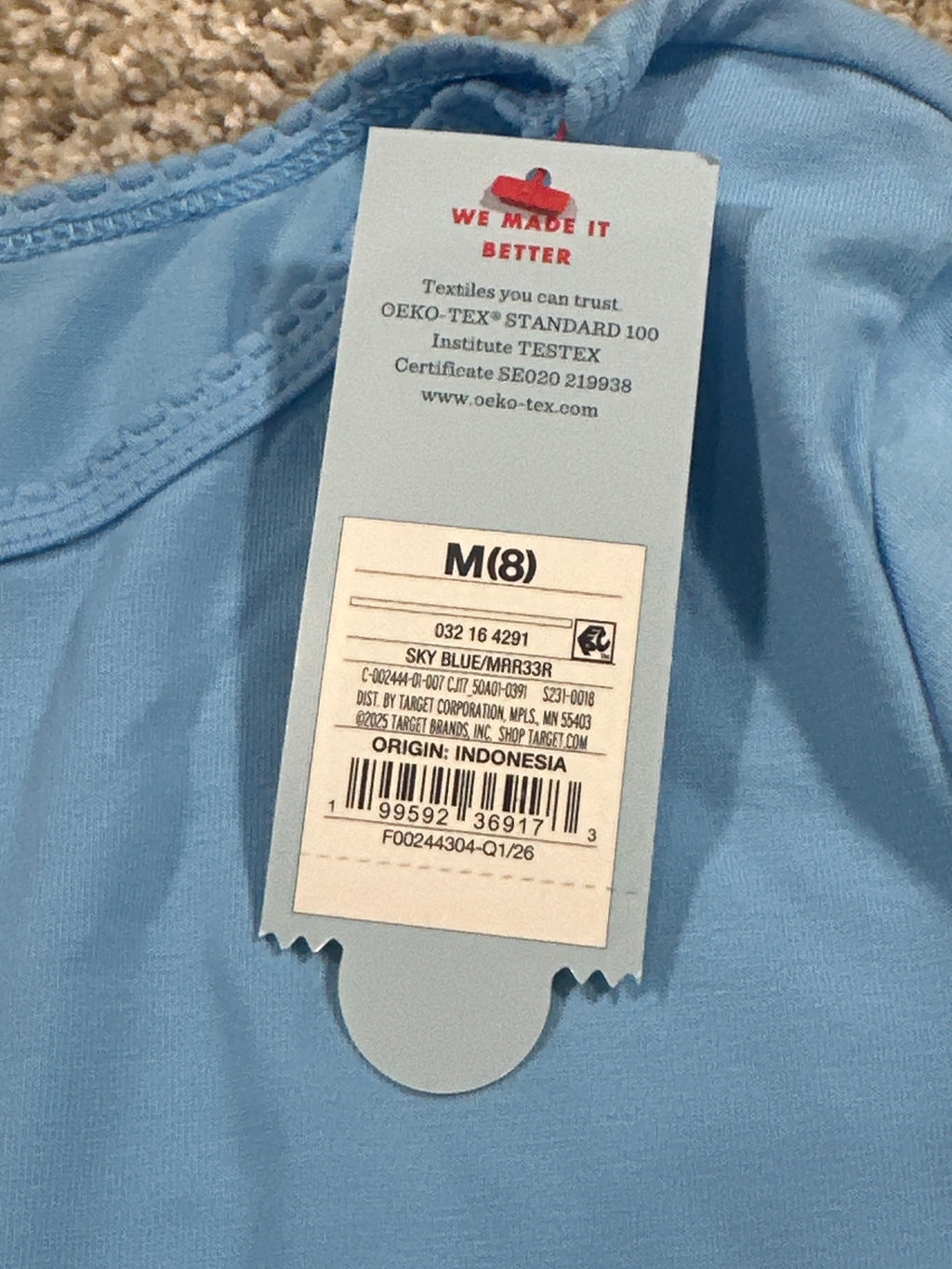 Cat & Jack girls sky blue fitted short-sleeve T-shirt, size M (8)